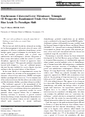 Cover page: Synchronous Colorectal Liver Metastases: Triumph Of Prospective Randomized Trials Over Observational Bias Leads To Paradigm Shift