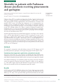 Cover page: Mortality in patients with Parkinson disease psychosis receiving pimavanserin and quetiapine.