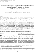 Cover page: Endogenous Nutritive Support after Traumatic Brain Injury: Peripheral Lactate Production for Glucose Supply via Gluconeogenesis