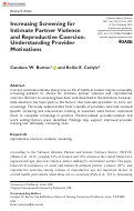 Cover page: Increasing Screening for Intimate Partner Violence and Reproductive Coercion: Understanding Provider Motivations