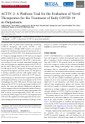 Cover page: ACTIV-2: A Platform Trial for the Evaluation of Novel Therapeutics for the Treatment of Early COVID-19 in Outpatients