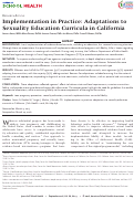 Cover page: Implementation in Practice: Adaptations to Sexuality Education Curricula in California