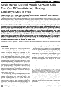 Cover page: Adult Murine Skeletal Muscle Contains Cells That Can Differentiate into Beating Cardiomyocytes In Vitro