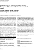 Cover page: Quality Measures for the Diagnosis and Non-Operative Management of Carpal Tunnel Syndrome in Occupational Settings