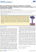 Cover page: Microsecond Molecular Dynamics Simulations of Influenza Neuraminidase Suggest a Mechanism for the Increased Virulence of Stalk-Deletion Mutants