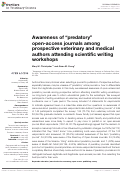 Cover page: Awareness of “Predatory” Open-Access Journals among Prospective Veterinary and Medical Authors Attending Scientific Writing Workshops