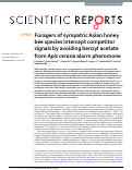 Cover page: Foragers of sympatric Asian honey bee species intercept competitor signals by avoiding benzyl acetate from Apis cerana alarm pheromone