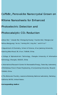 Cover page: CsPbBr3 Perovskite Nanocrystal Grown on MXene Nanosheets for Enhanced Photoelectric Detection and Photocatalytic CO2 Reduction