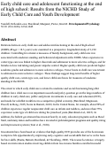 Cover page: Early Child Care and Adolescent Functioning at the End of High School: Results From the NICHD Study of Early Child Care and Youth Development