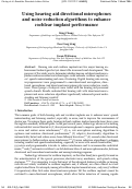 Cover page: Using hearing aid directional microphones and noise reduction algorithms to enhance cochlear implant performance
