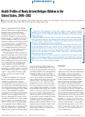 Cover page: Health Profiles of Newly Arrived Refugee Children in the United States, 2006-2012.