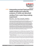 Cover page: Interpreting ancient food practices: stable isotope and molecular analyses of visible and absorbed residues from a year-long cooking experiment