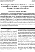 Cover page: Physiological and behavioral effects of hormonal contraceptive treatment in captive, pair-bonded primates (Plecturocebus cupreus).