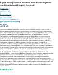 Cover page: Lignin decomposition is sustained under fluctuating redox conditions in humid tropical forest soils