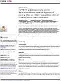 Cover page: COVID-19 IgG seropositivity and its determinants in occupational groups of varying infection risks in two Andean cities of Ecuador before mass vaccination.