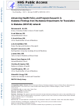 Cover page: Advancing Health Policy and Program Research in Diabetes: Findings from the Natural Experiments for Translation in Diabetes (NEXT-D) Network