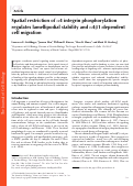 Cover page: Spatial restriction of α4 integrin phosphorylation regulates lamellipodial stability and α4β1-dependent cell migration