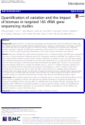 Cover page: Quantification of variation and the impact of biomass in targeted 16S rRNA gene sequencing studies