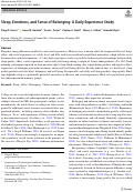 Cover page: Sleep, Emotions, and Sense of Belonging: A Daily Experience Study.