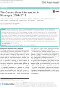 Cover page: The Camino Verde intervention in Nicaragua, 2004-2012.