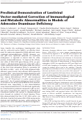 Cover page: Preclinical Demonstration of Lentiviral Vector-mediated Correction of Immunological and Metabolic Abnormalities in Models of Adenosine Deaminase Deficiency