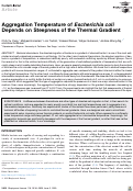 Cover page: Aggregation Temperature of Escherichia coli Depends on Steepness of the Thermal Gradient