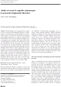 Cover page: Adult reversal of cognitive phenotypes in neurodevelopmental disorders