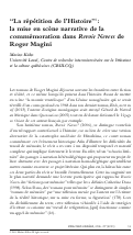 Cover page: “La répétition de l’Histoire” . La mise en scène narrative de la commémoration dans Revoir Nevers de Roger Magini