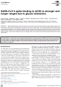 Cover page: SARS-CoV-2 spike binding to ACE2 is stronger and longer ranged due to glycan interaction