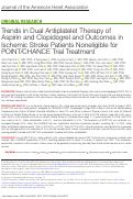 Cover page: Trends in Dual Antiplatelet Therapy of Aspirin and Clopidogrel and Outcomes in Ischemic Stroke Patients Noneligible for POINT/CHANCE Trial Treatment.