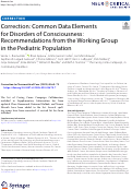 Cover page: Correction: Common Data Elements for Disorders of Consciousness: Recommendations from the Working Group in the Pediatric Population