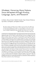 Cover page: Wicubami: Honoring Alexis Nakota Sioux Ish?awimin through Kinship, Language, Spirit, and Research