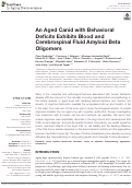 Cover page: An Aged Canid with Behavioral Deficits Exhibits Blood and Cerebrospinal Fluid Amyloid Beta Oligomers