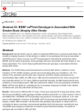 Cover page: BDNF val(66)met Genotype is Associated With Greater Brain Atrophy After Stroke