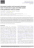 Cover page: Decreased number and increased activation state of astrocytes in gray and white matter of the prefrontal cortex in autism