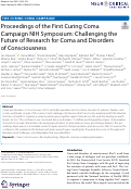 Cover page: Proceedings of the First Curing Coma Campaign NIH Symposium: Challenging the Future of Research for Coma and Disorders of Consciousness.