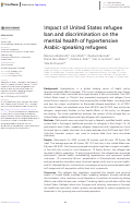 Cover page: Impact of United States refugee ban and discrimination on the mental health of hypertensive Arabic-speaking refugees.