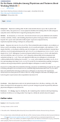 Cover page: Do No Harm: Attitudes Among Physicians and Trainees About Working While Ill