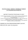 Cover page: Politics, Public Opinion, and Project Design in California Road Pricing