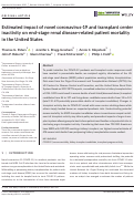 Cover page: Estimated impact of novel coronavirus‐19 and transplant center inactivity on end‐stage renal disease‐related patient mortality in the United States