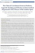 Cover page: The Clinical Correlations between Diabetes, Cigarette Smoking and Obesity on Intervertebral Degenerative Disc Disease of the Lumbar Spine