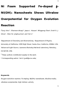 Cover page: Ni Foam-Supported Fe-Doped β‑Ni(OH)2 Nanosheets Show Ultralow Overpotential for Oxygen Evolution Reaction