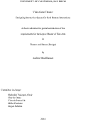 Cover page: Video Game Theatre: Designing Interactive Spaces for Real Human Interactions.