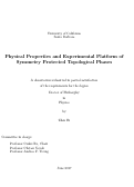 Cover page: Physical Properties and Experimental Platform of Symmetry Protected Topological Phases