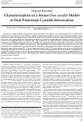 Cover page: Characterization of a Swine (Sus scrofa) Model of Oral Potassium Cyanide Intoxication.