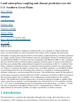 Cover page: Land‐atmosphere coupling and climate prediction over the U.S. Southern Great Plains