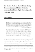 Cover page: The Indian Fashion Show: Manipulating Representations of Native Attire in Museum Exhibits to Fight Stereotypes in 1942 and 1998