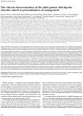 Cover page: The clinical characterization of the adult patient with bipolar disorder aimed at personalization of management