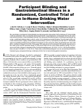 Cover page: Participant blinding and gastrointestinal illness in a randomized, controlled trial of an in-home drinking water intervention.