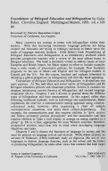 Cover page: Foundations of Bilingual Education and Bilingualism, by Colin Baker. Clevedon, England: Multilingualism Matters, 1993. xvi + 319 pp.